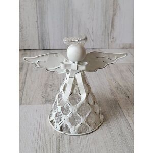 Metal white angel wing beaded ornament Xmas